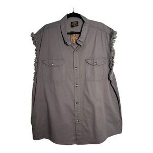 Milwaukee Leather Mens Grey Denim Sleeveless Biker Shirt Vest‎ DM-4004 4XL NEW